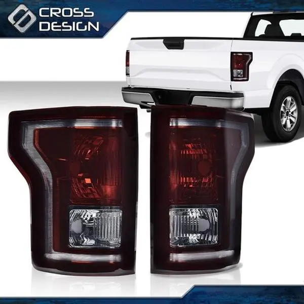 CROSSDESIGN Halogen Rear Taillights Assembly Car Lighting for 2015-2017 Ford F-150, Driver/Passenger Side Pair Set, Truck Rear Plug & Play Exterior Accessory