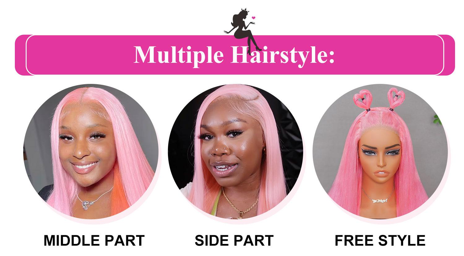 BGMgirl Hair Light Pink Straight 6*4 Wear Go 180% Density Pre Plucked Pre Cut Lace Closure Wig Glueless Colored Human Hair Wig TikTokShopBlackFriday