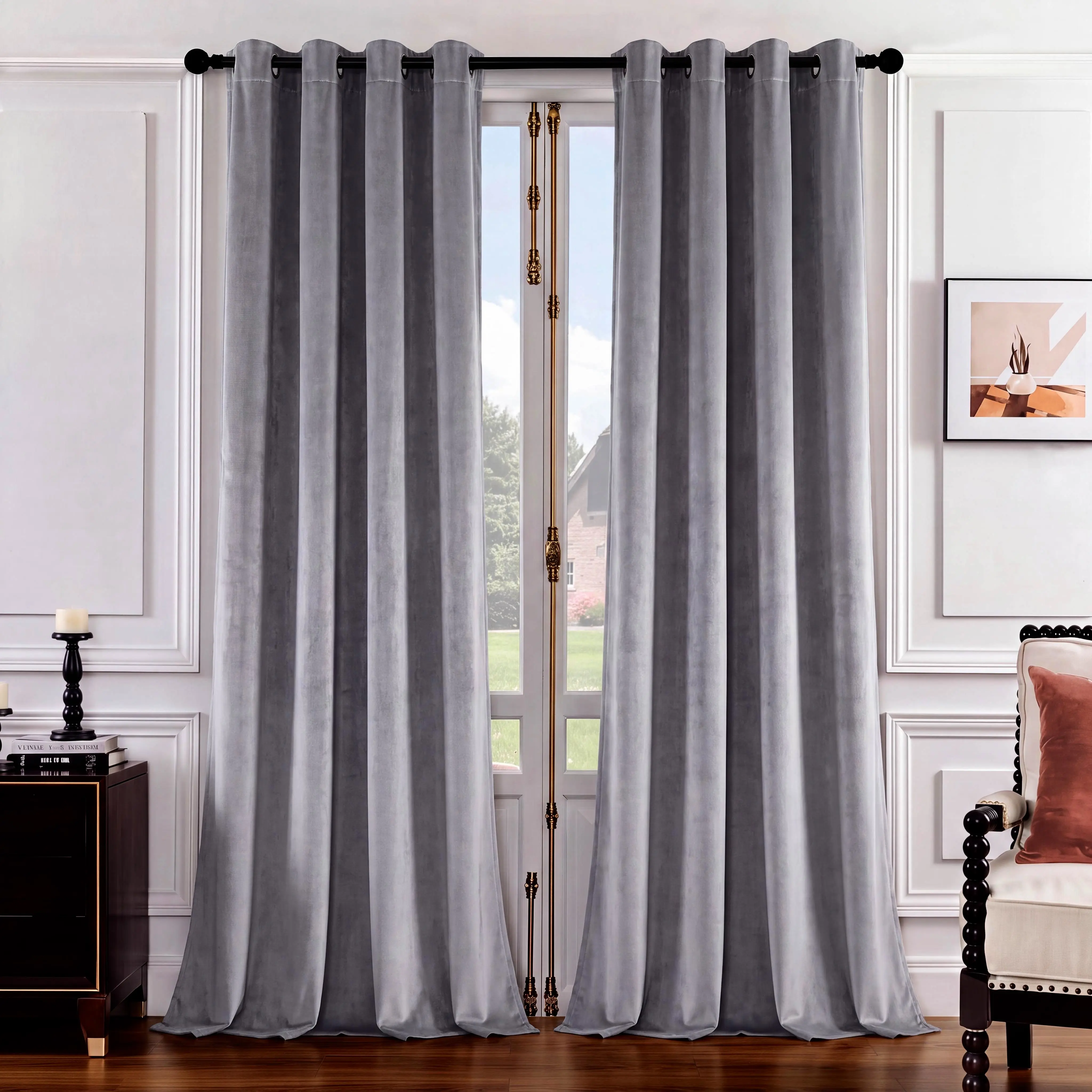 Holland Velvet Blackout Curtains 2-Panel Set (52x63/84/95in) - Easy Install Curtain, Soft Plush Thick Light Blocking Drapes, Thermal Noise Reducing Grommet Quick Hang, Bedroom Decor Indoor Use Home Textile FT2608