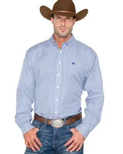 Cinch Men's Tencel Mini Stripe Long Sleeve Button-Down Western Shirt - Mtw1104729