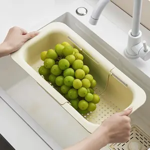 Folding Sink Strainer Basket Space Saving Kitchen Organizer Dish Drying Basket