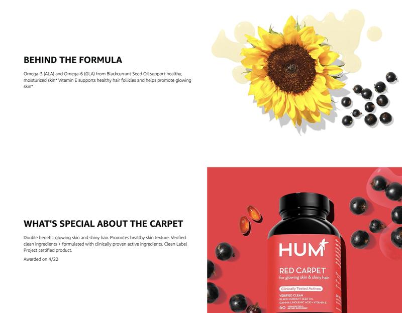HUM Red Carpet Hair & Nails Formula, 60 Vegetarian Softgels