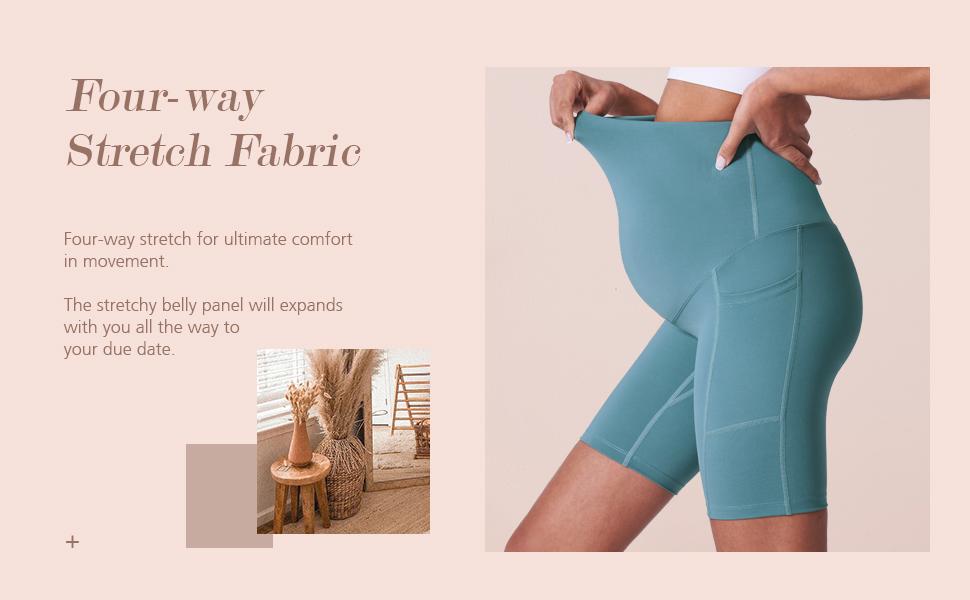 POSHDIVAH Women's Maternity Shorts Over The Belly Biker Yoga Active Pregnancy Workout Short Pants with Pockets 8" summer clothes