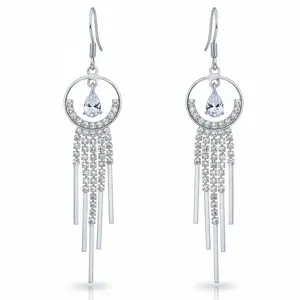 Timeless Elegance Whispers of Gold Luxury Gold Long Tassel Earrings Sparkling Crystal Drop Dangle Jewelry for Special Occasions & Everyday Wear