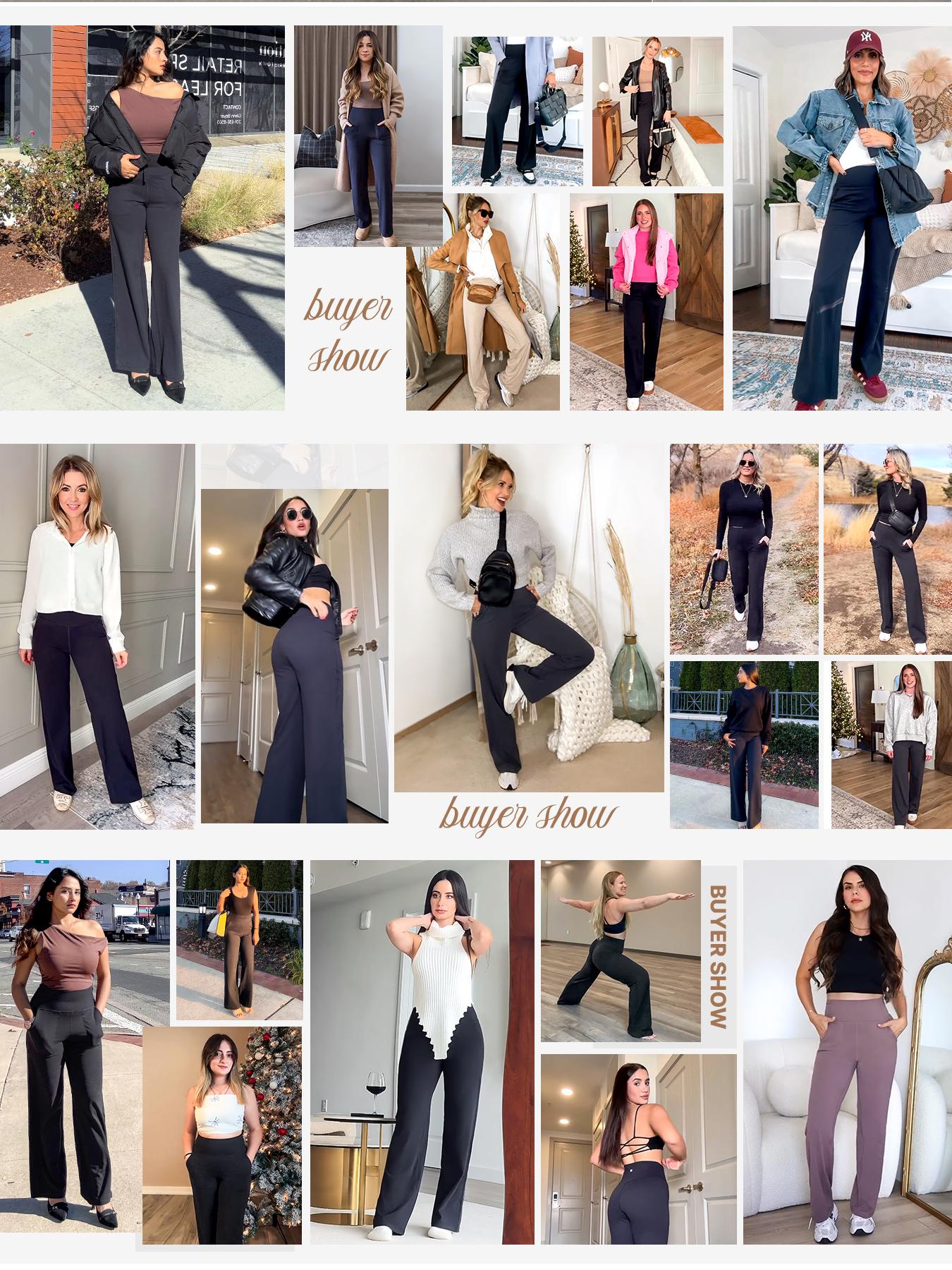 3PCS Women's High Waist Zippered Wide Leg Palazzo Pants with Pockets for Casual Wear & Yoga High Waist Sports Pants Minimalist Basic Womenswear Bottoms