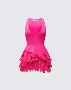Bria Pink Wire Hem Mini Dress