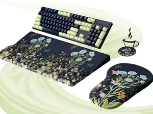 Ergonomic Mouse Pad and Keyboard Stand Wrist Rest Set, Memory Foam Comfort, Pain Relief for Typing, Office Desk Accessories, Moonlit Blossoms