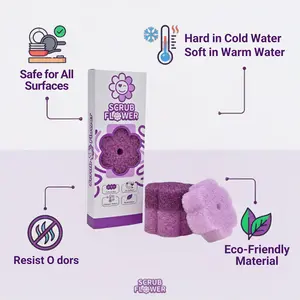 ScrubFlower Scrub Sponge Kitchen Scratch Free Dish Washing Scrubber Cleaning Temperature-Sensitive Original Color Scrubbing Pad Sponges