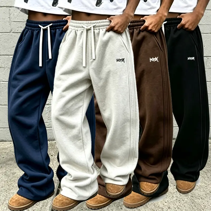 2 Pack Men's Baggy Wide Leg Sweatpants Graffiti Letter Print Side Stripe Drawstring Waist Casual Streetwear Loose Track Pants for Daily Sports Fit autumn wear summer sport pant fashion everyday outdoor aesthetic work Breathable men solid color durable