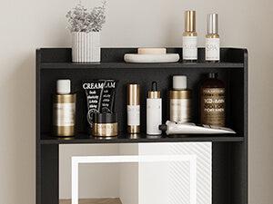 Small Vanity Desk Set with 3 Adjustable Lighted Mirror and Storage Chair IF018