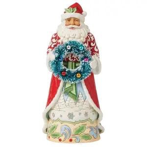 Santa With Sisal Wreath Jim Shore