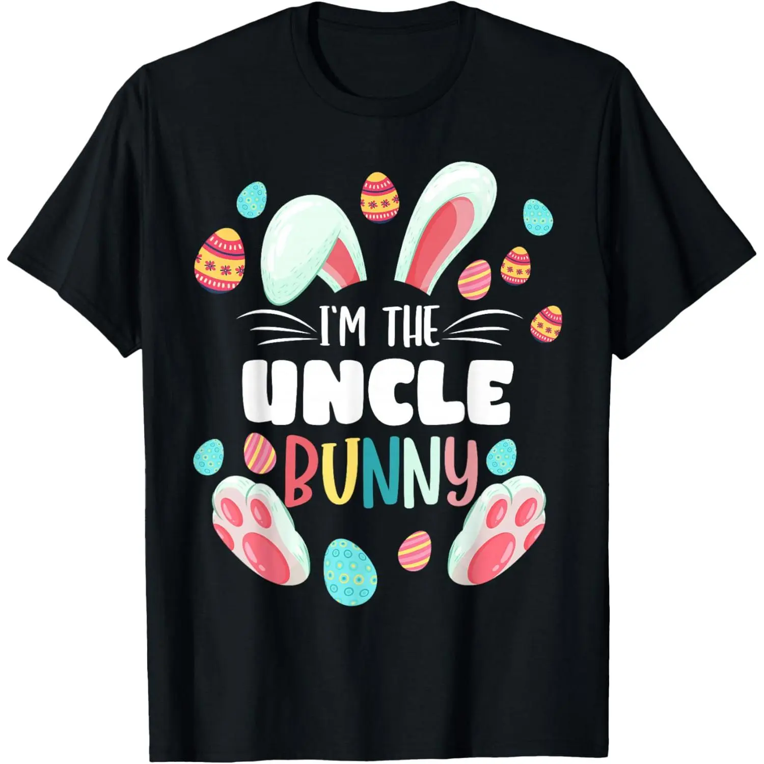 "I'm The Uncle Bunny" Easter Family Matching T-Shirt, Unisex Casual Cotton Graphic Tee, Short Sleeve Round Neck Fashion Top, Natural, Fabric, Streetwear, Shortsleeve, Soft
