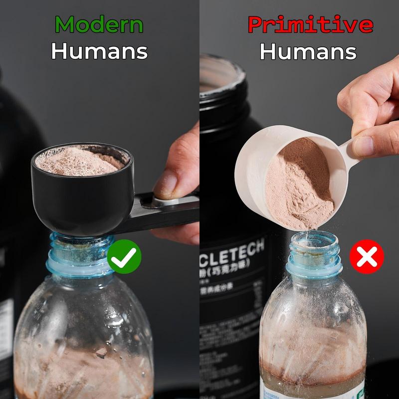 UFORU Multi-functional Measuring Spoon with Built-in Funnel | Suitable for narrow-necked bottles | Can be used for coffee, collagen, pre-workout supplements, baby formula, herbal tea, masala chai, etc. | Specifically designed for protein powder.