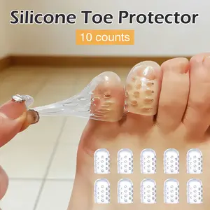 10 Counts Silicone Toe Protectors, Soft Clear Little Toe Covers Washable and Reusable for Foot Irritation