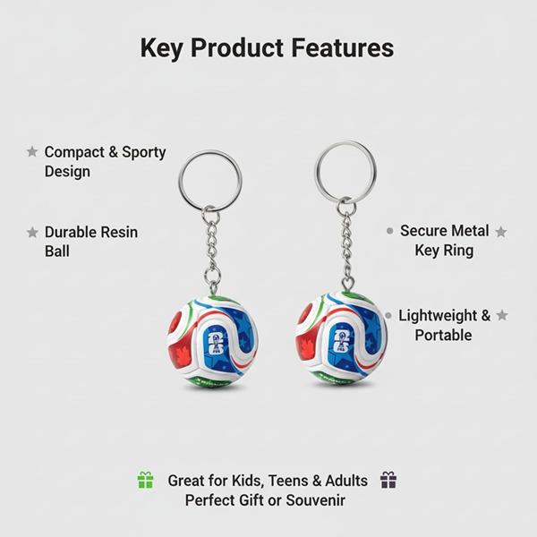 2026 World Cup Football Keychain Men's Sports Accessory Backpack Pendant FIFA Official Design Gift