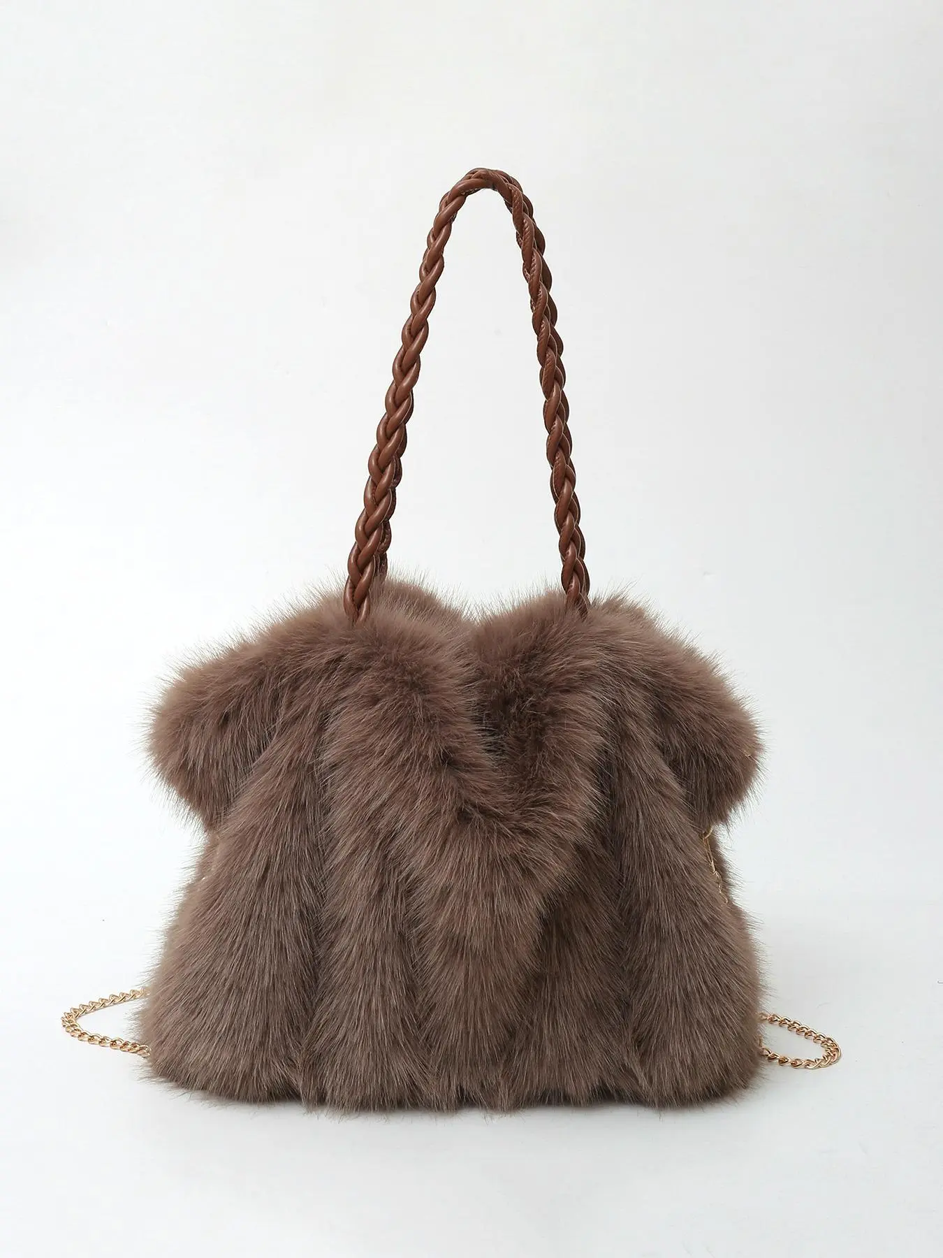 Textured  fashionable   gentle plush handbags, fashionable handbags, casual  shoulder bags, simple solid color niche design shoulder commuting bags, suitable for daily matching, commuting, and other scenarios, Textured Commuter Bag