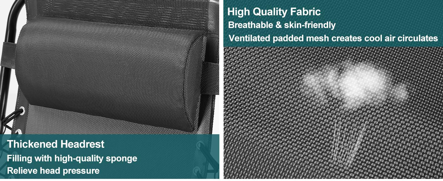 Set of 2 Zero Gravity Chairs with Cup Holder Trays, Camping Patio Outdoor Folding Lounge Chairs, Adjustable Pillow, Poolside Accessory