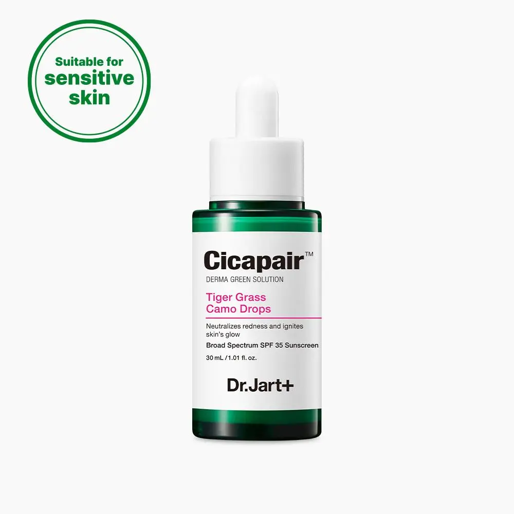 Dr.Jart+ Original Cicapair Camo Drops – Redness Neutralizing Tinted Serum SPF 35 for Dewy, Even Skin | Instantly Reduce Redness | Sensitive Skin | Lightweight Tinted Serum | Soothing | Tinted Sunscreen Serum