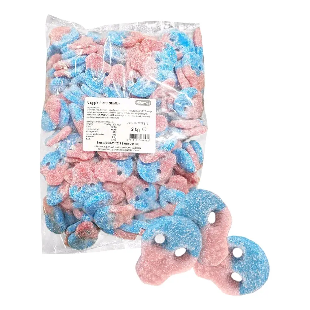 Swedish Sour Veggie Fizzy Gummy Skulls 4.4 lbs- Assorted Flavors