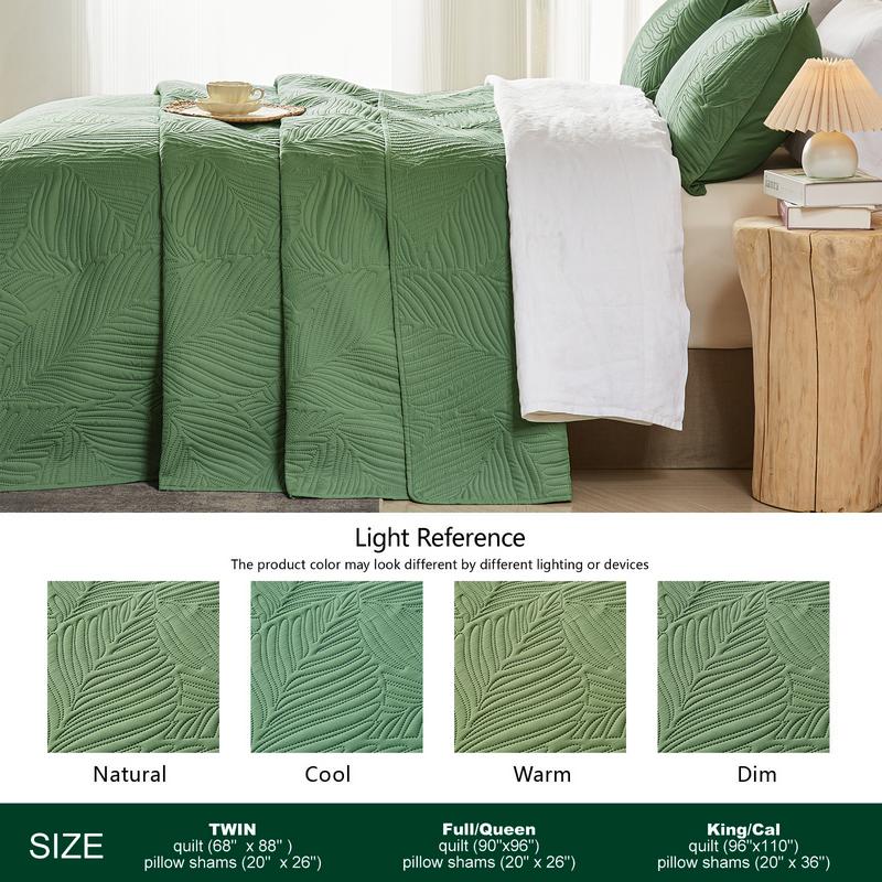 3-Piece Reversible Quilted Bedding Set, Lightweight Boho Printed Bedspread Coverlet with Pillow Shams, Smooth & Skin-Friendly