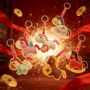 CMG 2026 Spring Festival Gala Blind Box Ma Dao Fu Zhi Leather Bag Charm Year of the Horse Keychain 6 Styles Random Mystery Box Full Set CNY Lunar New Year Gift Wealth Good Luck Feng Shui Pendant Car Key Ring PU Material Authentic