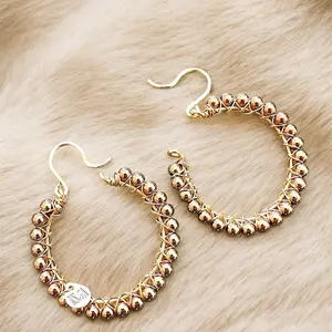 Gold plated Beads Hoops- Handwoven