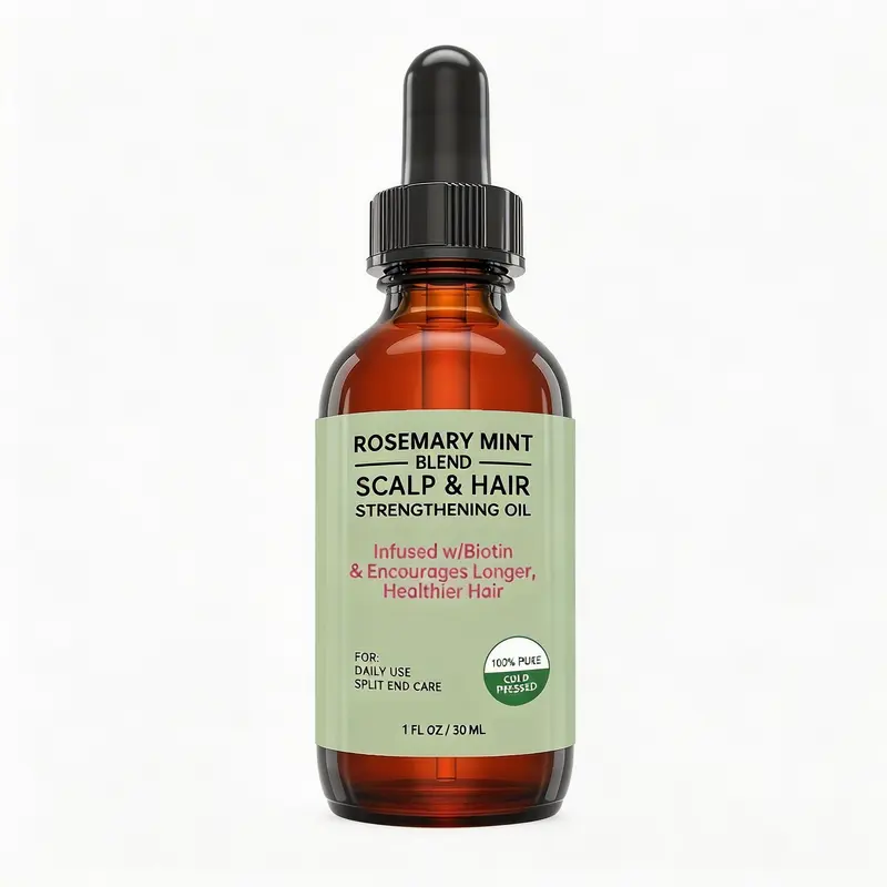sohochic Biotin Boost Cold Pressed Rosemary Mint Scent Blend Hair Growth Oil - Dropper-Infused, Smooth Texture, Scalp Moisturizer, Haircare Treatment - For Strengthening, Split End Repair, Curly Hair - 1 fl oz/30ml