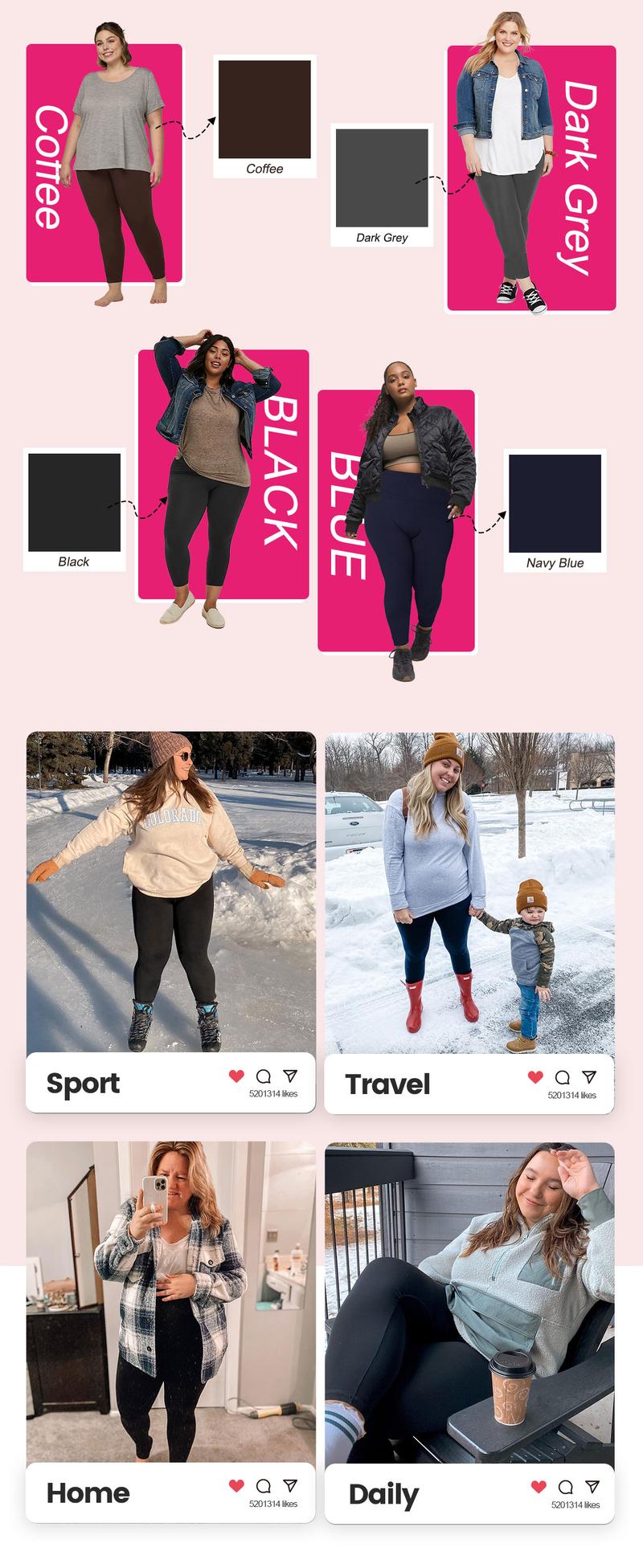 【Plus Size】SHOWITTY 3 Pack Plus Fleece Lined Leggings with Pockets for Women,  High Waist Tummy Control Warm Comfy Women's Yoga Pants for Workout Running