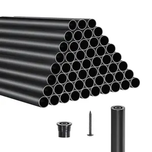 VEVOR Staircase Balusters 51 Pack,  , 32 In Aluminum Stair Balusters, 3/4 Inch Water-Proof Round Metal Spindle Railing, Hollow Deck Railing with Rail Caps & Screws for Stairs, Porch, Patio, Matte Black