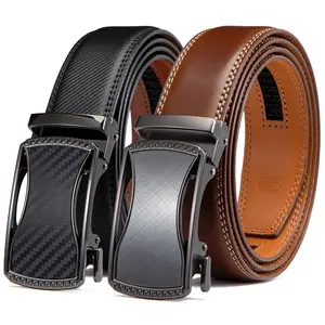 Ratchet Belts for Men 2 Pack - Mens Belt Leather with 35mm in Gift Set Box Trendy Versatile Buckle Two Tone Buckle