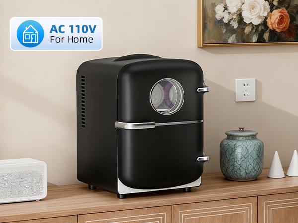 Antarctic Star 4L Mini Fridge, 12V/120V AC/DC Portable Electric Cooler & Warmer with Thermo-Electric Peltier System, Cool & Heat Function for Car/Home/Office, Black