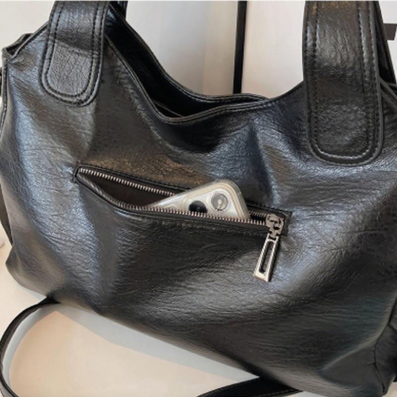 Women's Leather Tote Bag, Soft-Leather Hobo Bag,Fashionable Large-Capacity Shoulder Bag,Slouchy Crossbody Bag. Suitable for daily use and casual trendy commuting.