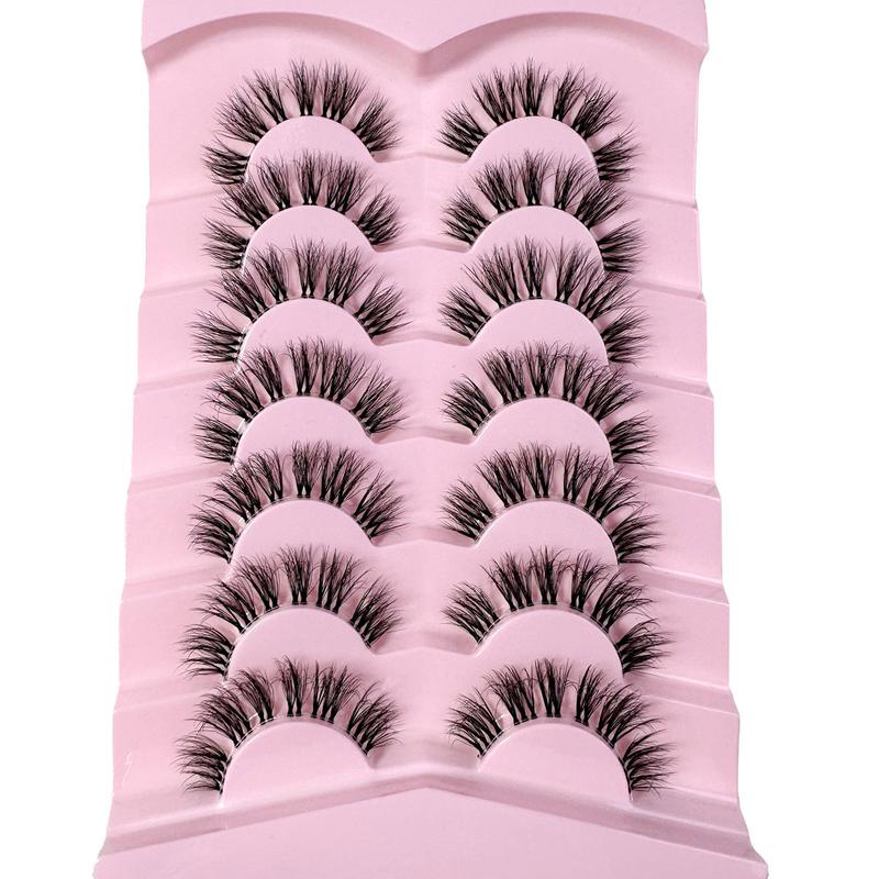 10 Pairs Manga Spiky Lashes Natural Soft Clear Band Comic Styles Eyelashes Anime Look Eyelash Wispy Strip Manga Look False Eyelashes Perfect For Daily Use Reusable