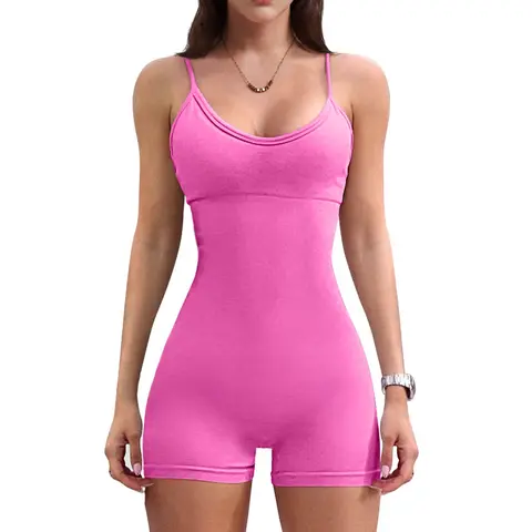 OYV Women Rompers Ribbed Stretch Tummy Control Yoga Workout Rompers