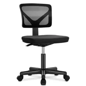 Desk Chair - Armless Mesh Office Chair, Ergonomic Design, No Armrest, Lumbar Support, Swivel Rolling for Small Spaces