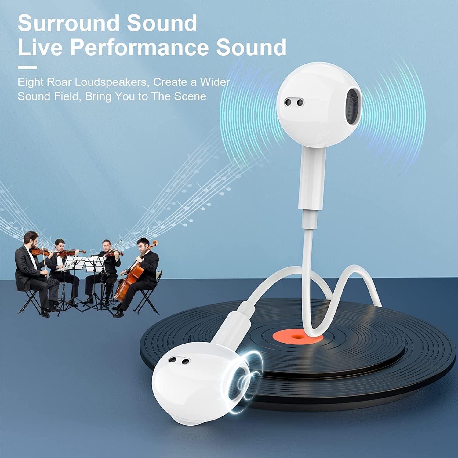 【Plug & Play】 Headphones for iPhone,【No Bluetooth】 Wired Earbuds Earphones with Built-in Microphone Support Volume Control, Compatible with iPhone 14/13/12/11 Pro Max/Xs Max/XR/X/7/8 Plus
