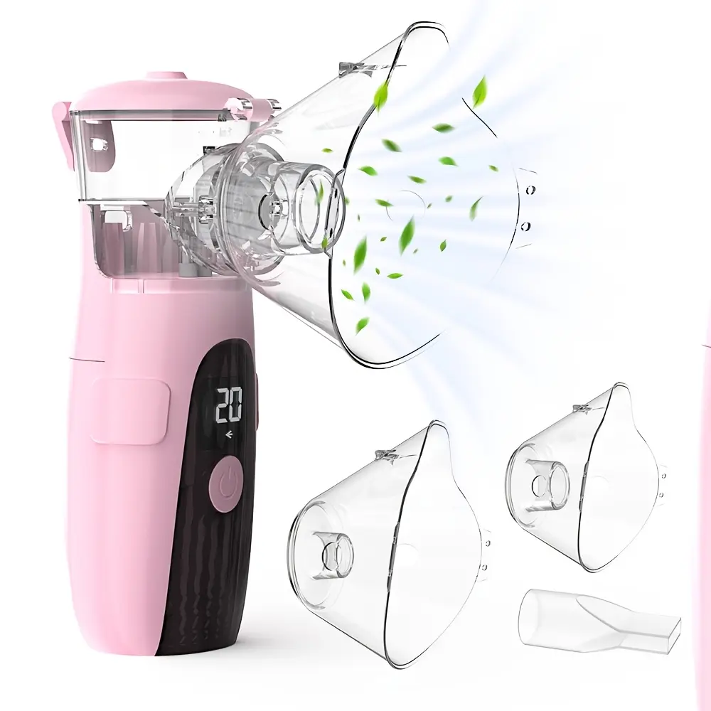 Portable Mesh Nebulizer for Adults, Rechargeable USB-C Handheld Nebulizer with Digital Display, Self-Cleaning Function, USB-C Charge, and Compact Design