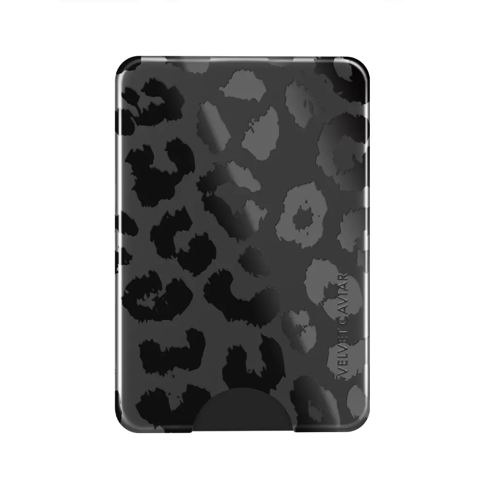 Black Leopard Print MagSafe Wallet, Slim and Minimalist Magnetic Card Holder for Smartphone Back, Mobile, Cellphone, Phone Accessories, Slim Fit, Magnetic Closure, Leopard Print Women's Wallets