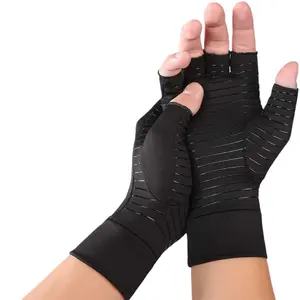 BraceBull Arthritis Gloves (1 Pair), Copper Infused Fingerless Compression Gloves, RSI and Relieve Hand Pain for Women & Men