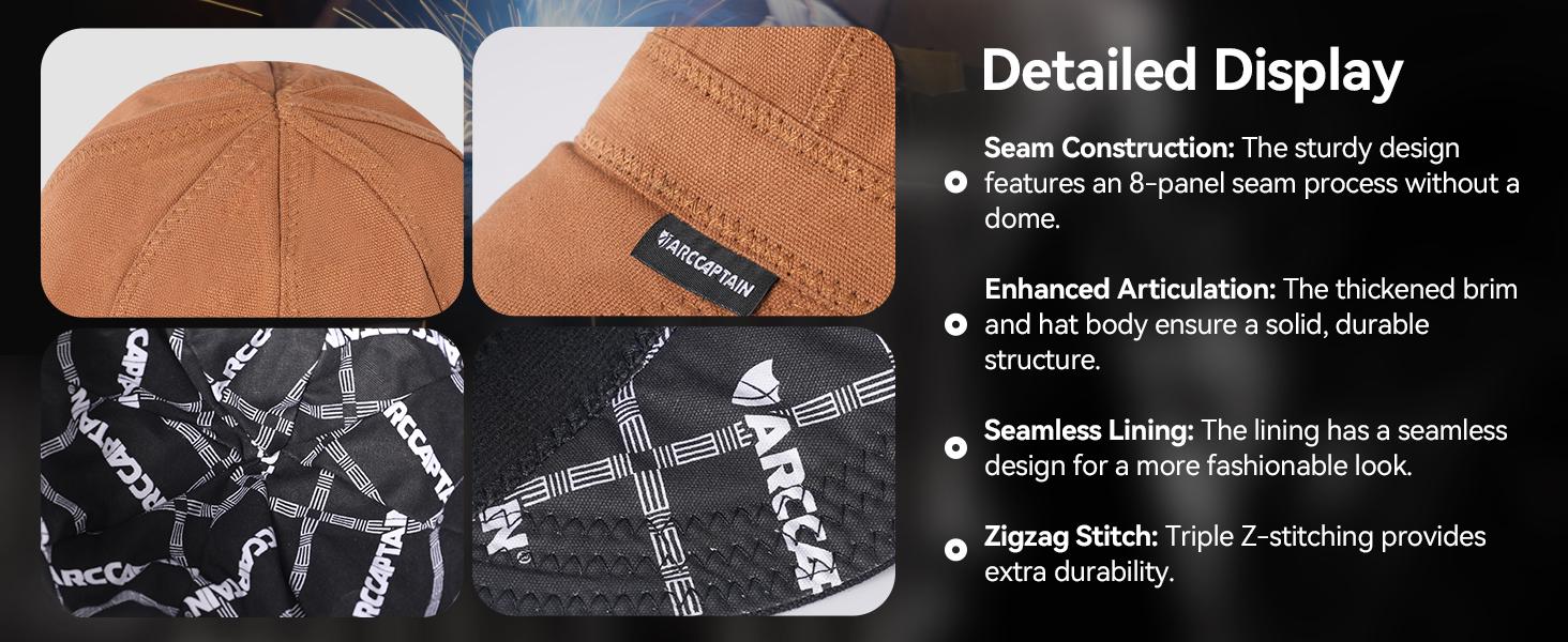 Arccaptain Welding Cap Comfortable and Machine Washable Protective Hat