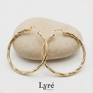 Aurelia 50mm Textured Hoop Earrings
