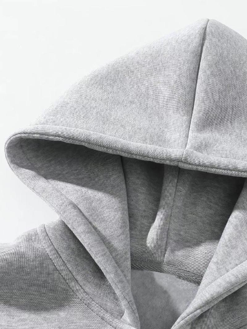 Men's solid color half zipper hooded casual pants two-piece set super soft, breathable, lightweight pullover sweatshirt with adjustable drawstring cap, large pocket, loose fit, daily leisure travel, morning walk, outdoor errand, long sleeved