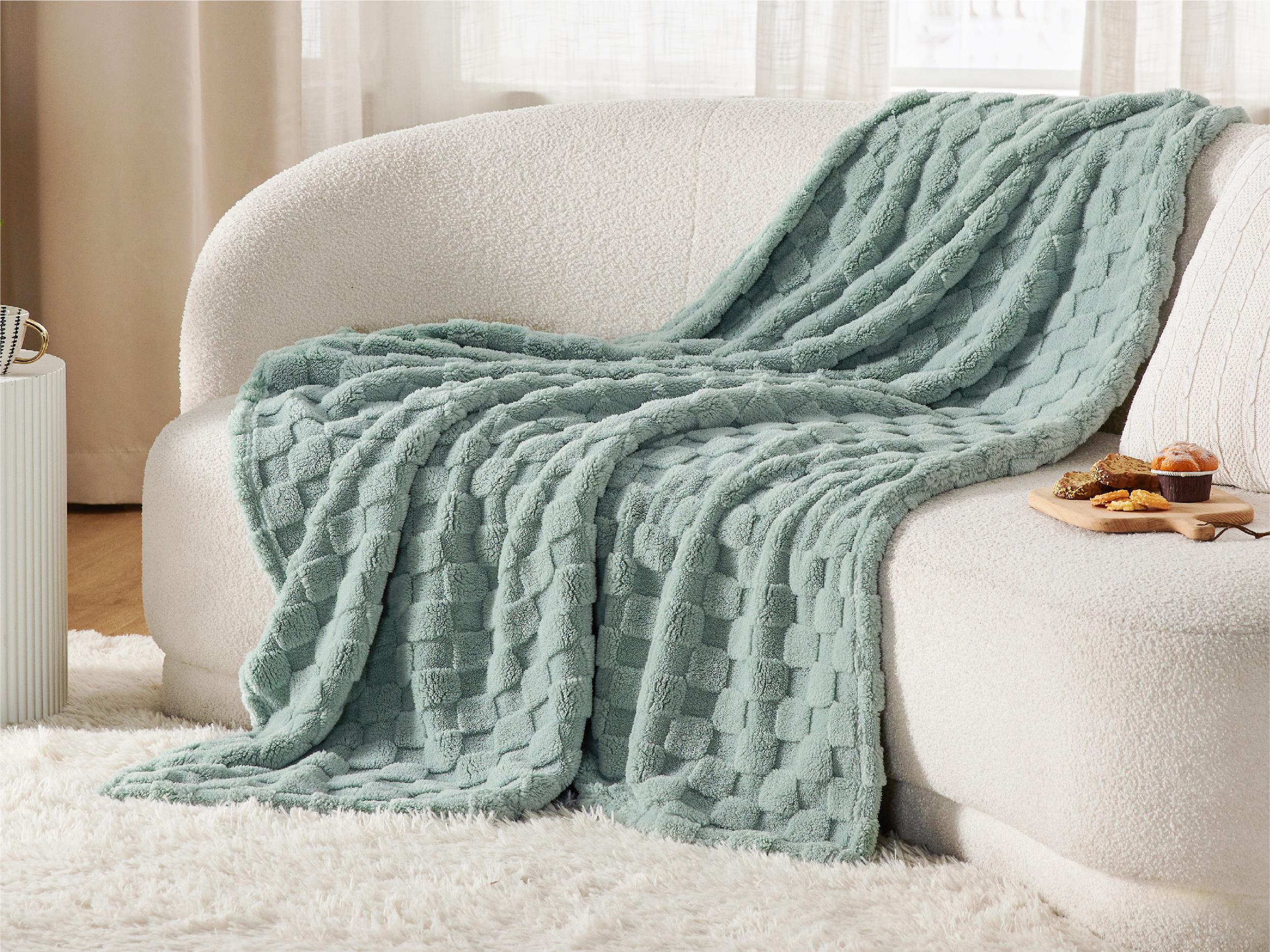 【Spring Glow Up】Bedsure Ultra Soft Cozy Microfiber Fleece Blanket for Couch Bed - Super Soft Plush Lambskin Blanket with Classic Plaid Pattern for Home Office Sofa Bed Room Accessories Travel Essentials