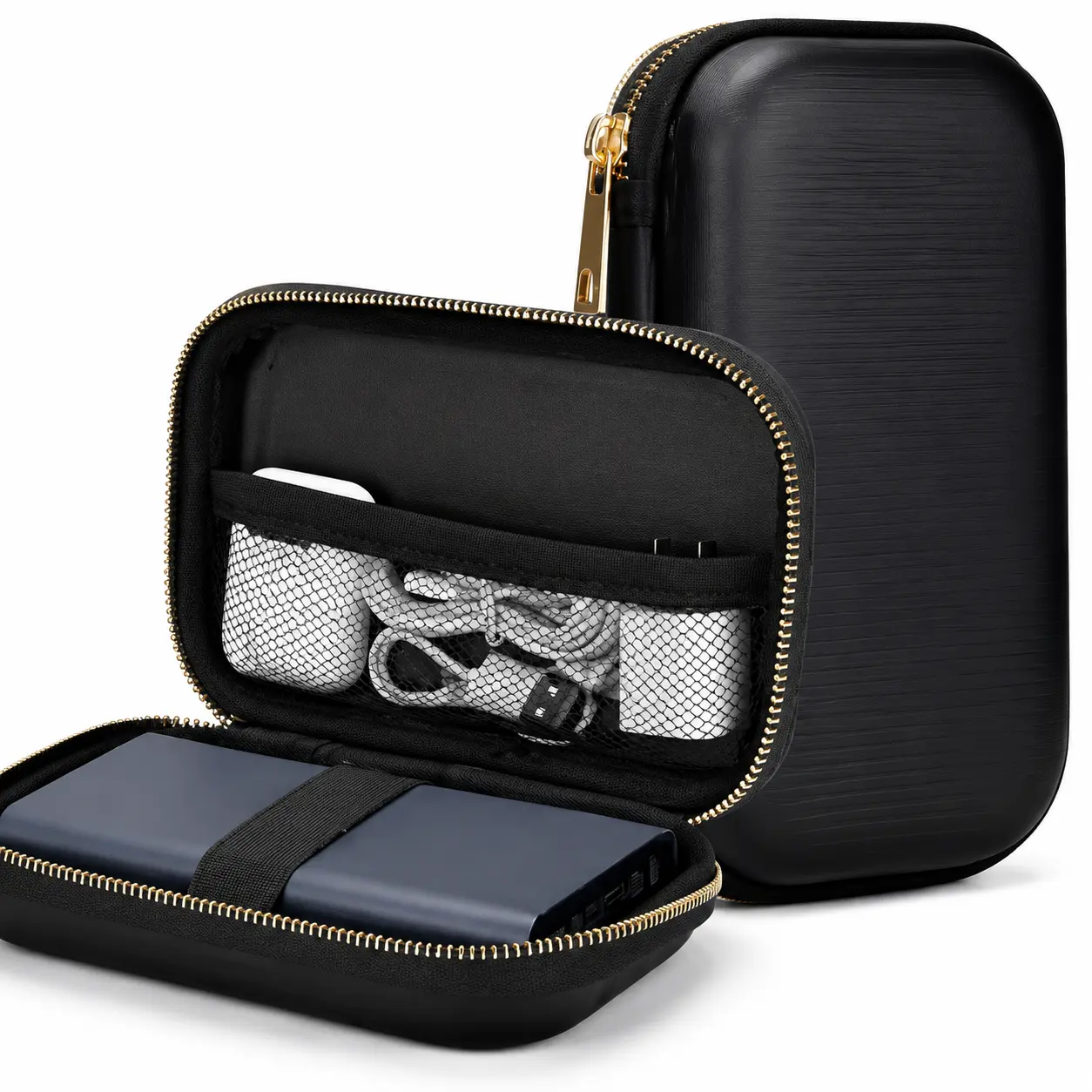 3.7"x7.1"Fireproof Explosion-Proof Power Bank Storage Case, Waterproof Shock Resistant EVA Hard Shell Travel Organizer Bag, Multi-Layer Safe Storage Pouch for Power Bank, Charger, USB Cables for Outdoor Camping Flight Trip Home Use