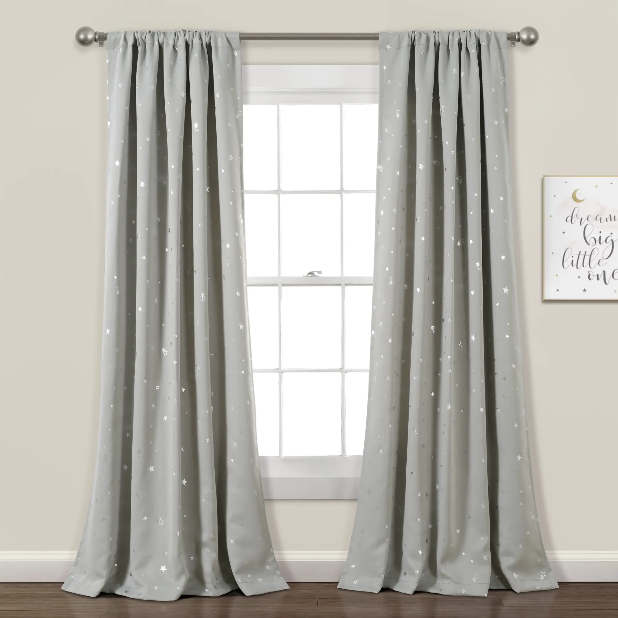 Lush Decor Star Blackout Curtains Set - 52"W x 45"-108"L 100% Polyester 90% Blackout Printed Window Drapes, Whimsical Aesthetic House Decor for Bedroom, Curtains Black Out
