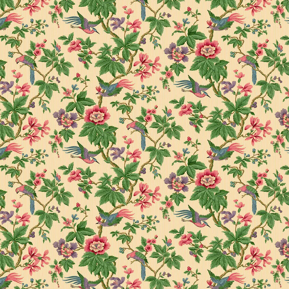 Dollhouse Wallpaper Vintage Aviary Birds Floral Bradbury & Bradbury 1:12 Scale