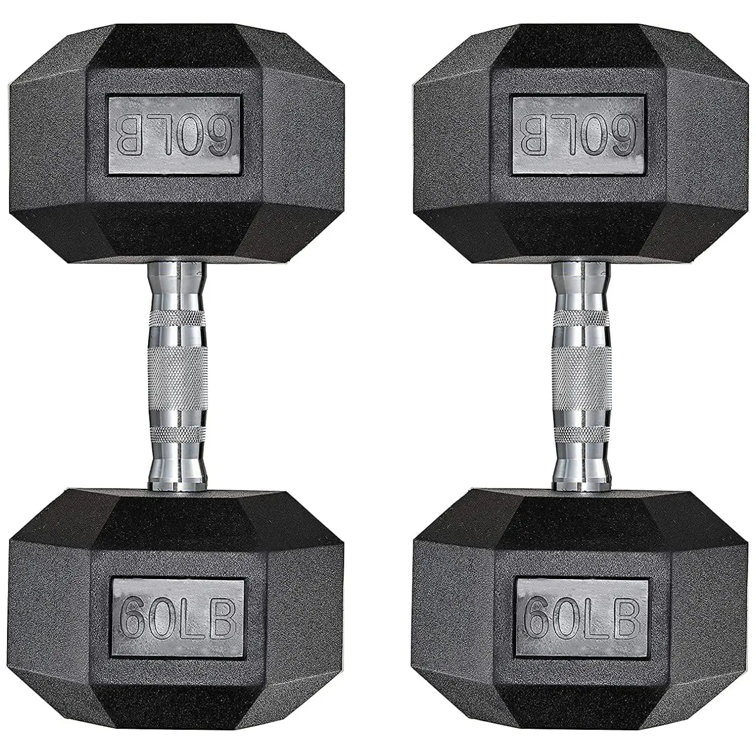 【backtoschool】TLGREEN Dumbbells Rubber Coated Cast Iron Hex Black Dumbbell 30-85lb Free Weights Dumbbell Set of 2 Working Out Equipment Strength Workout Equipment Home Gym Equipment tiktokshopbacktoschool