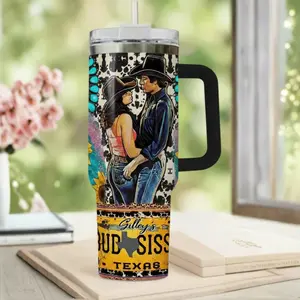 Urban Cowboy Bud & Sissy 40oz 30oz Tumbler With Handle – Western Texas Cowboy Cowgirl Couple Insulated Travel Mug Gift