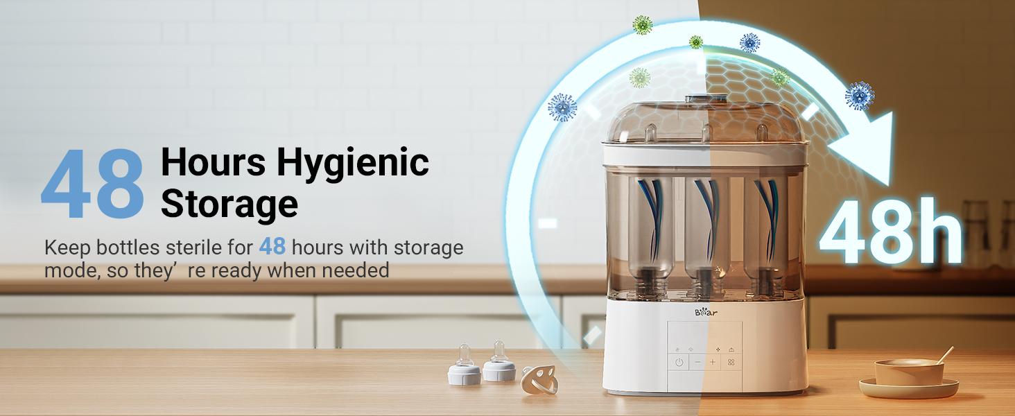 Bear Bottle Sterilizer and Dryer, 2 Layers Large Electric Steam Baby Bottle Sterilizer, Fast Bottle Sanitizer and Dryer for All Bottles & Accessories, Time-Saving Design