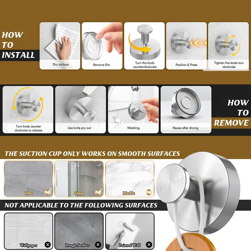 No glue left Suction Cup Hooks for Shower(2 PCS), Removable Towel Hooks for Bathroom Window Glass Door Wall,Bath Robe Looafh Wreath Hook for Hanging,christmas gift ideas Windows,